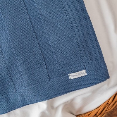  Saída de Maternidade Theodoro Liso - Azul Jeans e Bege